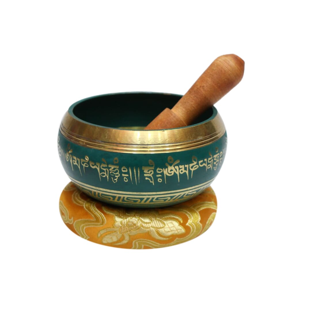 Seven Chakra Handicraft - Teal Buddha Eyes/endless Mantra Design Singing Bowl-3 Inch