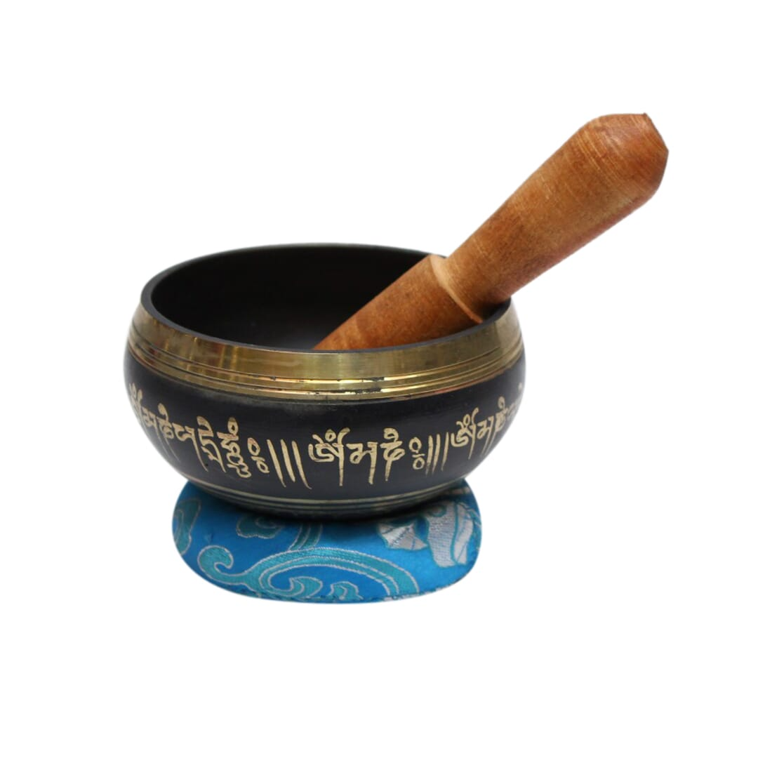 Seven Chakra Handicraft - Black Buddha Eyes/om Design Singing Bowl-3 Inch