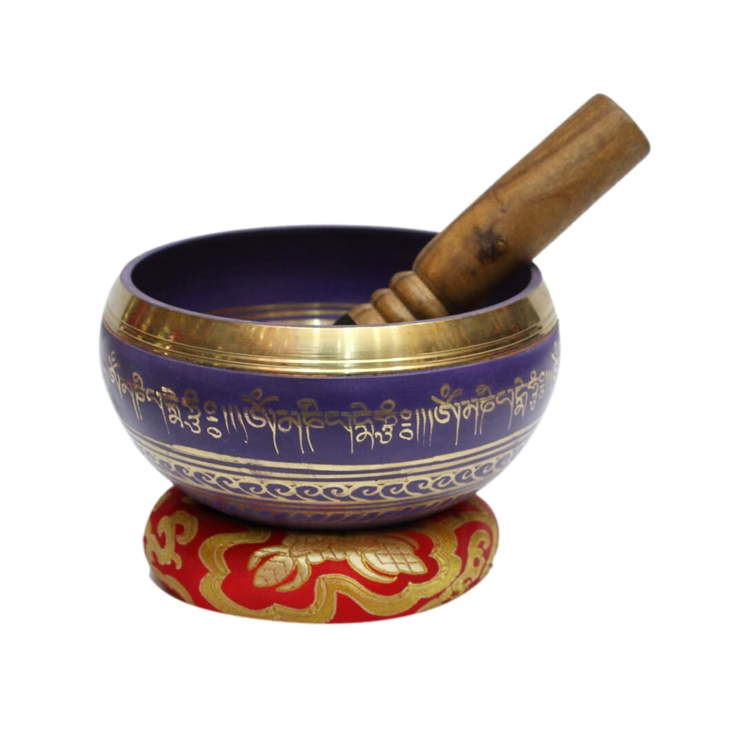 Seven Chakra Handicraft - Purple Mandala/bajra Design Singing Bowl-3 Inch