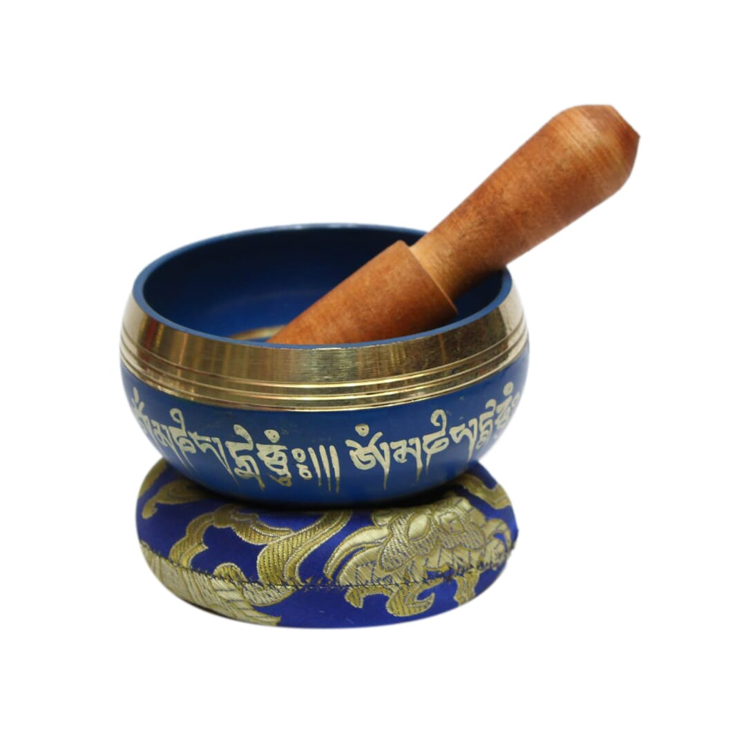 Seven Chakra Handicraft - Blue Bajra/om Design Singing Bowl-3 Inch
