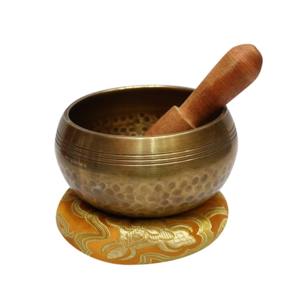 Seven Chakra Handicraft - Golden/yellow Craved Design Singing Bowl-4.5 Inch