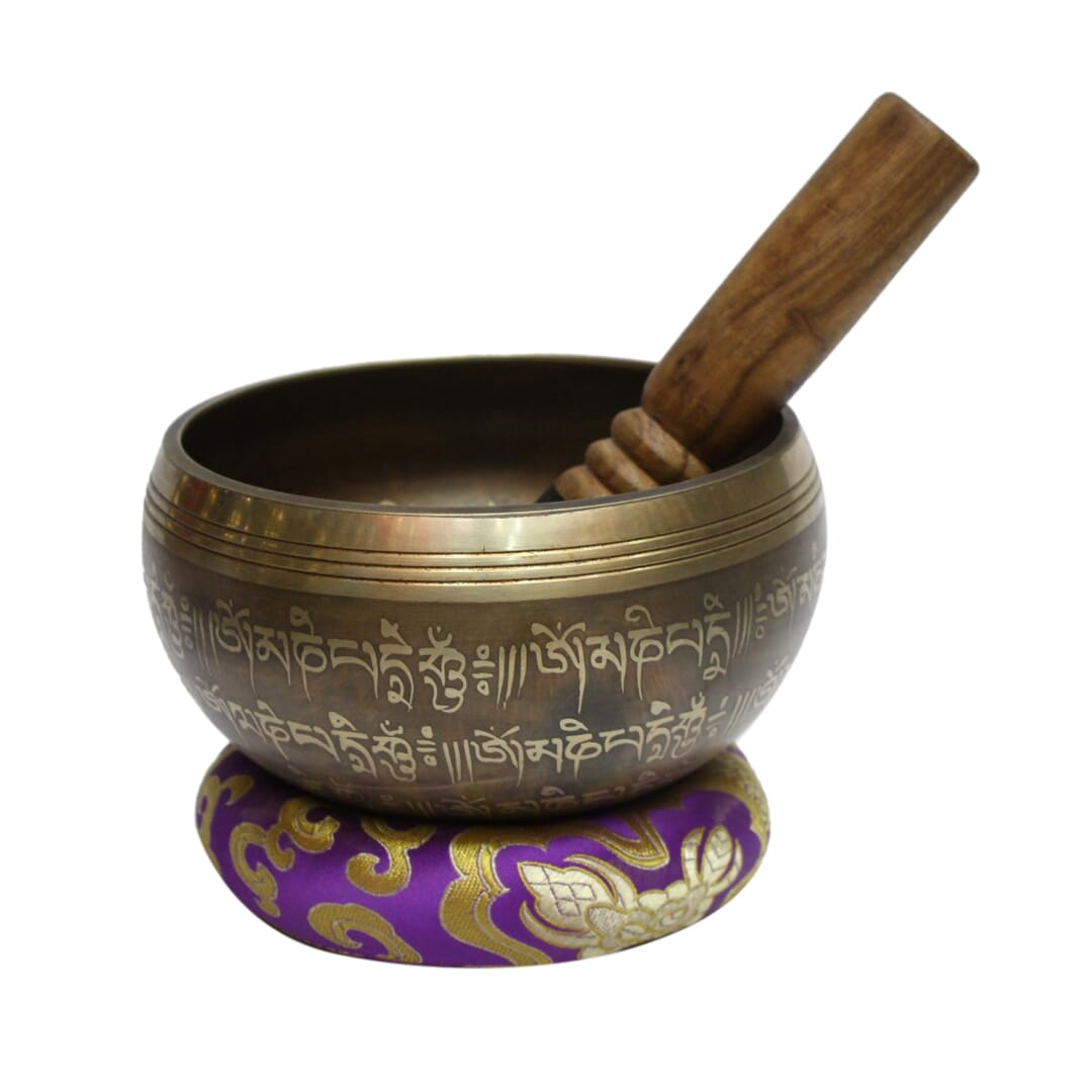 Seven Chakra Handicraft - Golden Om Bronze Singing Bowl - 5.5 Inch