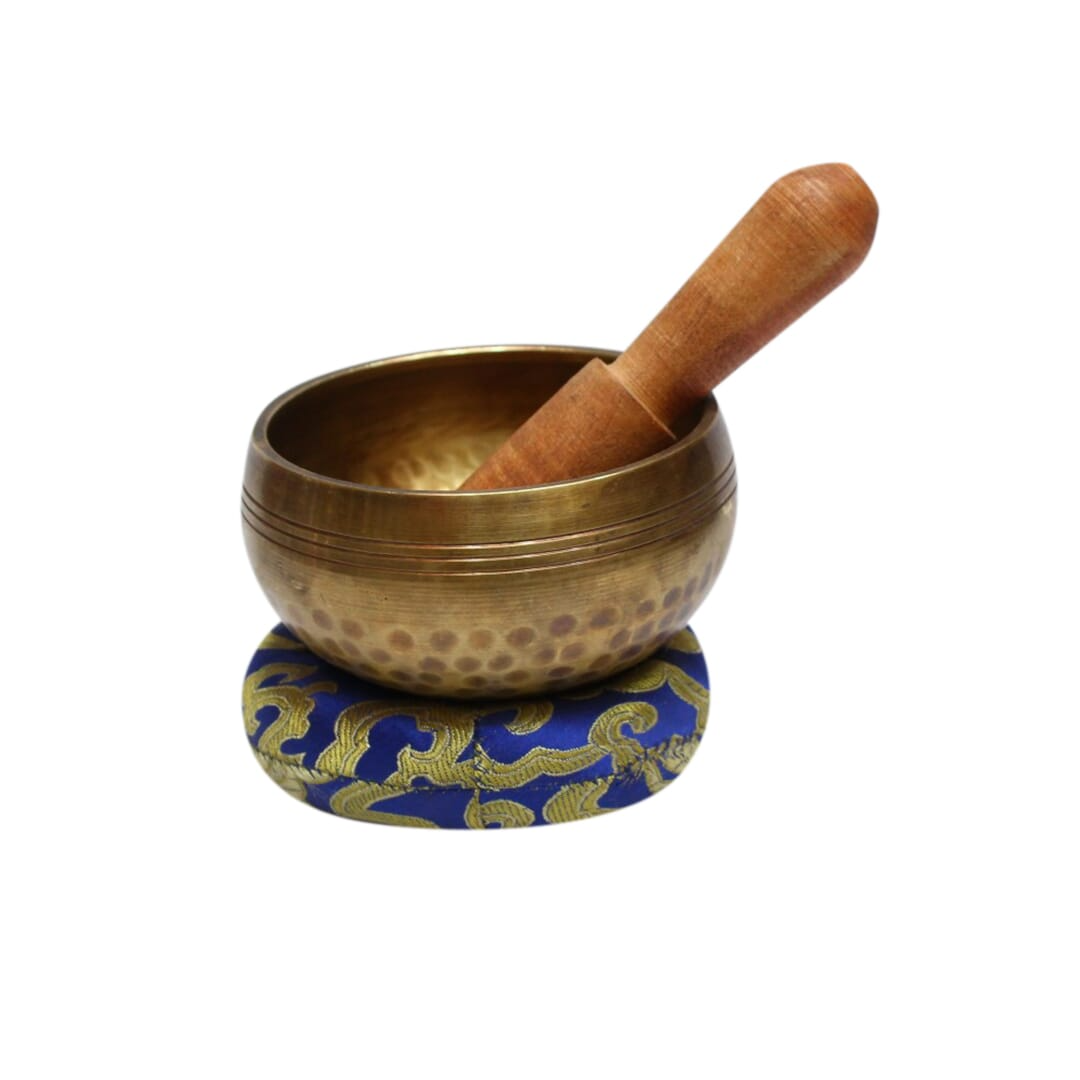 Seven Chakra Handicraft - Golden/purple Craved Design Singing Bowl-4 Inch