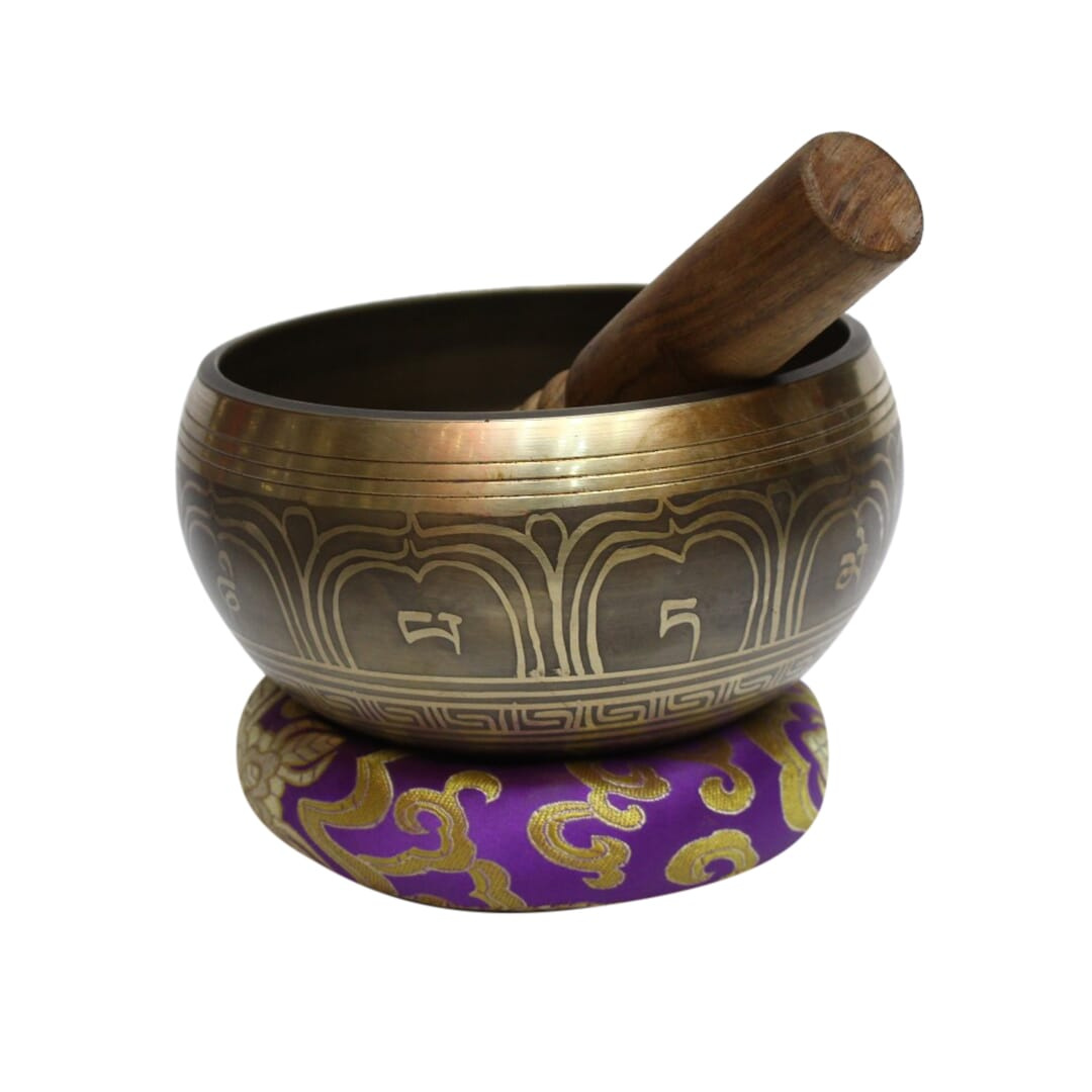 Seven Chakra Handicraft - Golden Om/chakra Bronze Singing Bowl-4 Inch