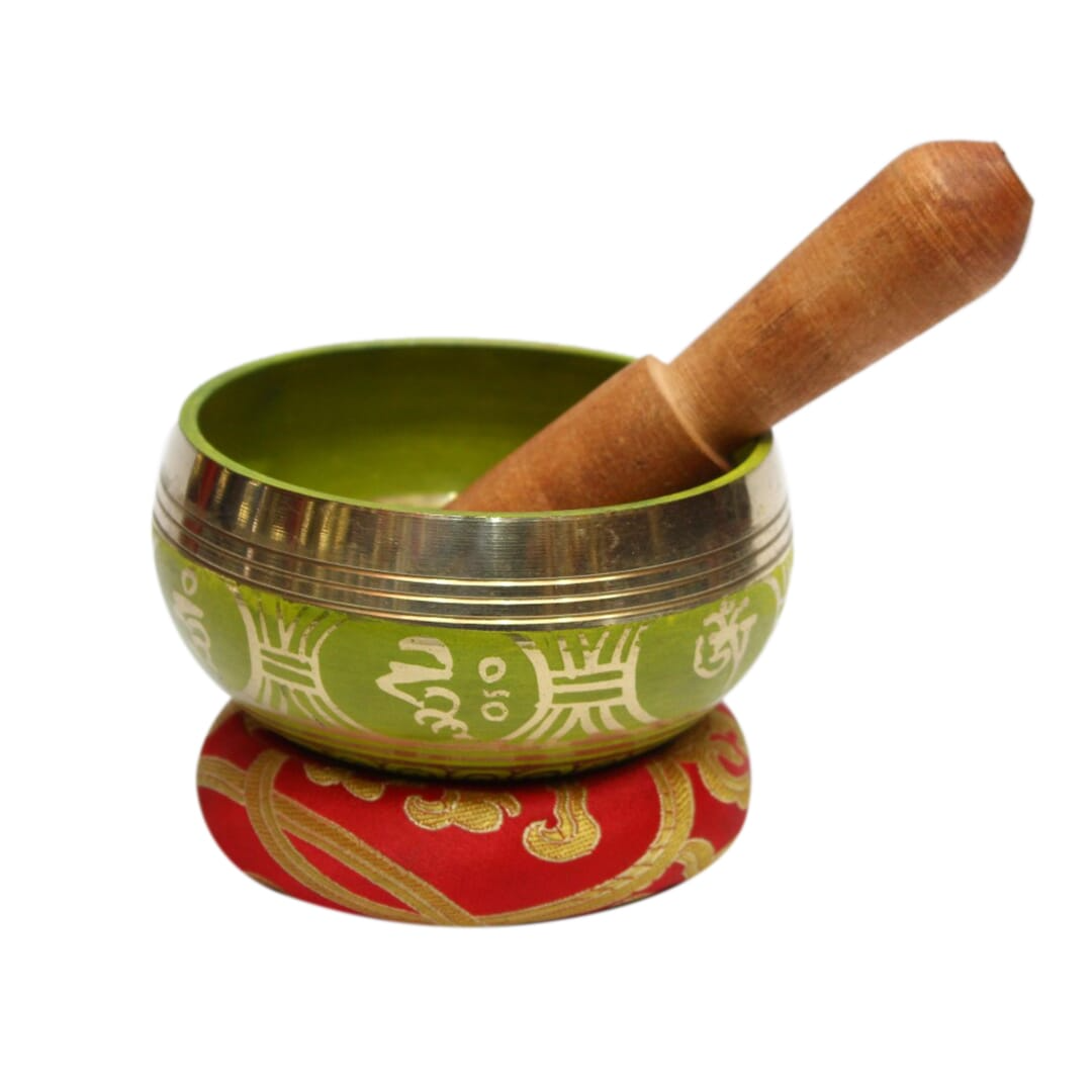 Seven Chakra Handicraft - Green Buddha Eye/flower Design Singing Bowl-3 Inch
