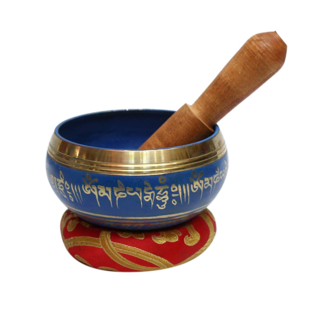Seven Chakra Handicraft - Blue Lotus/mandala Design Singing Bowl-3 Inch