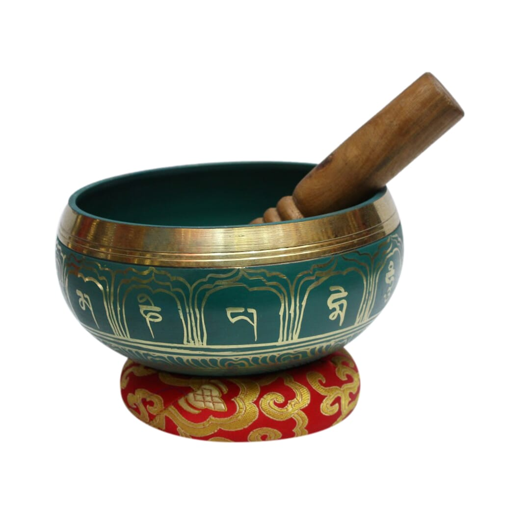 Seven Chakra Handicraft - Teal Buddha Eyes/mantra Design Singing Bowl-3 Inch