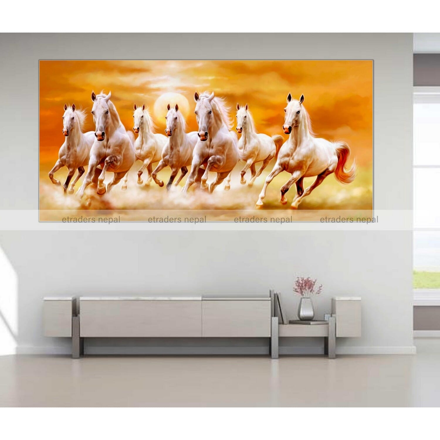 Single Panel 7 Running Horse Canvas | Wall | Home Decor | Canvas | Wall Art With Frame