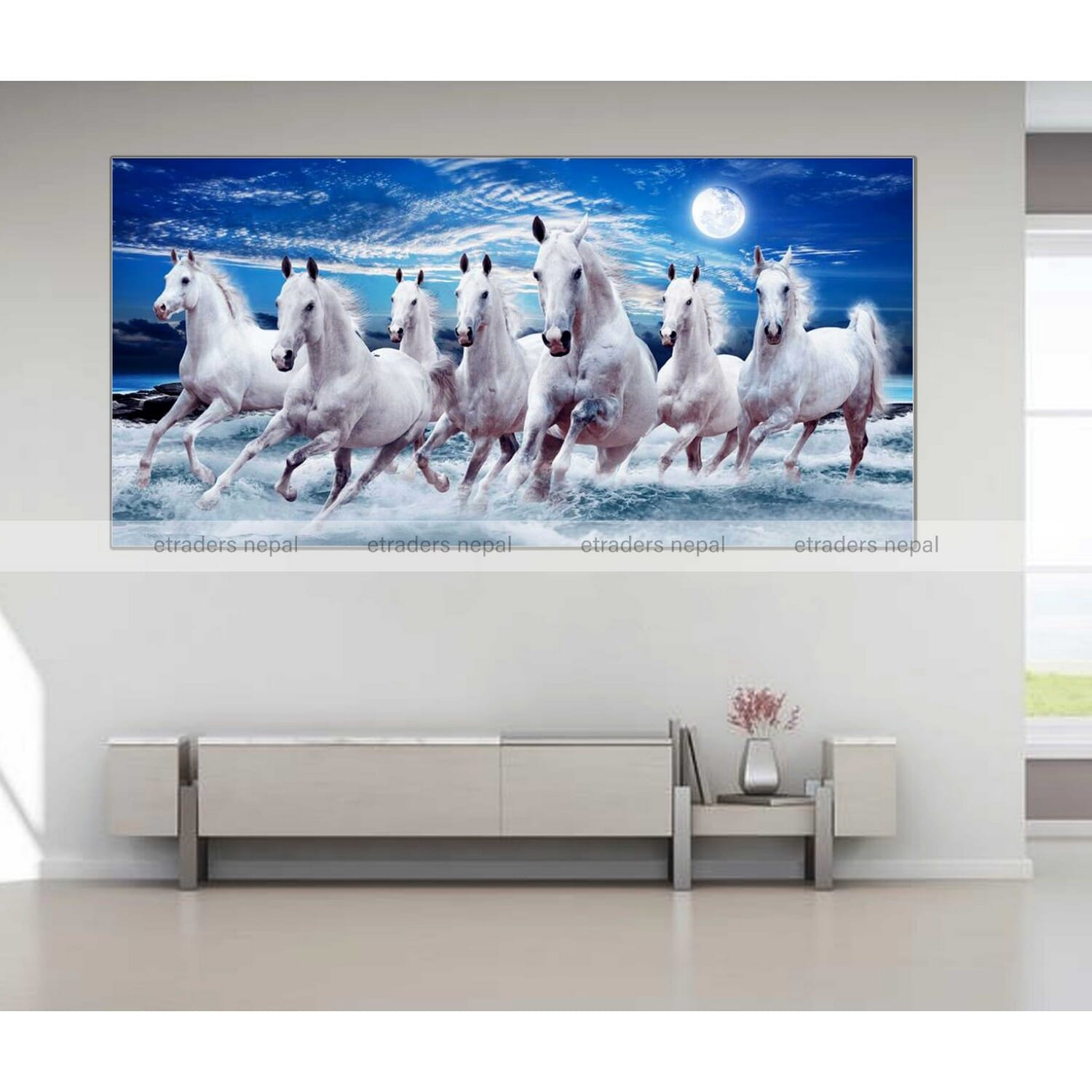 Single Panel 7 Running Horse Canvas | Wall | Home Decor | Canvas | Wall Art With Frame Inside