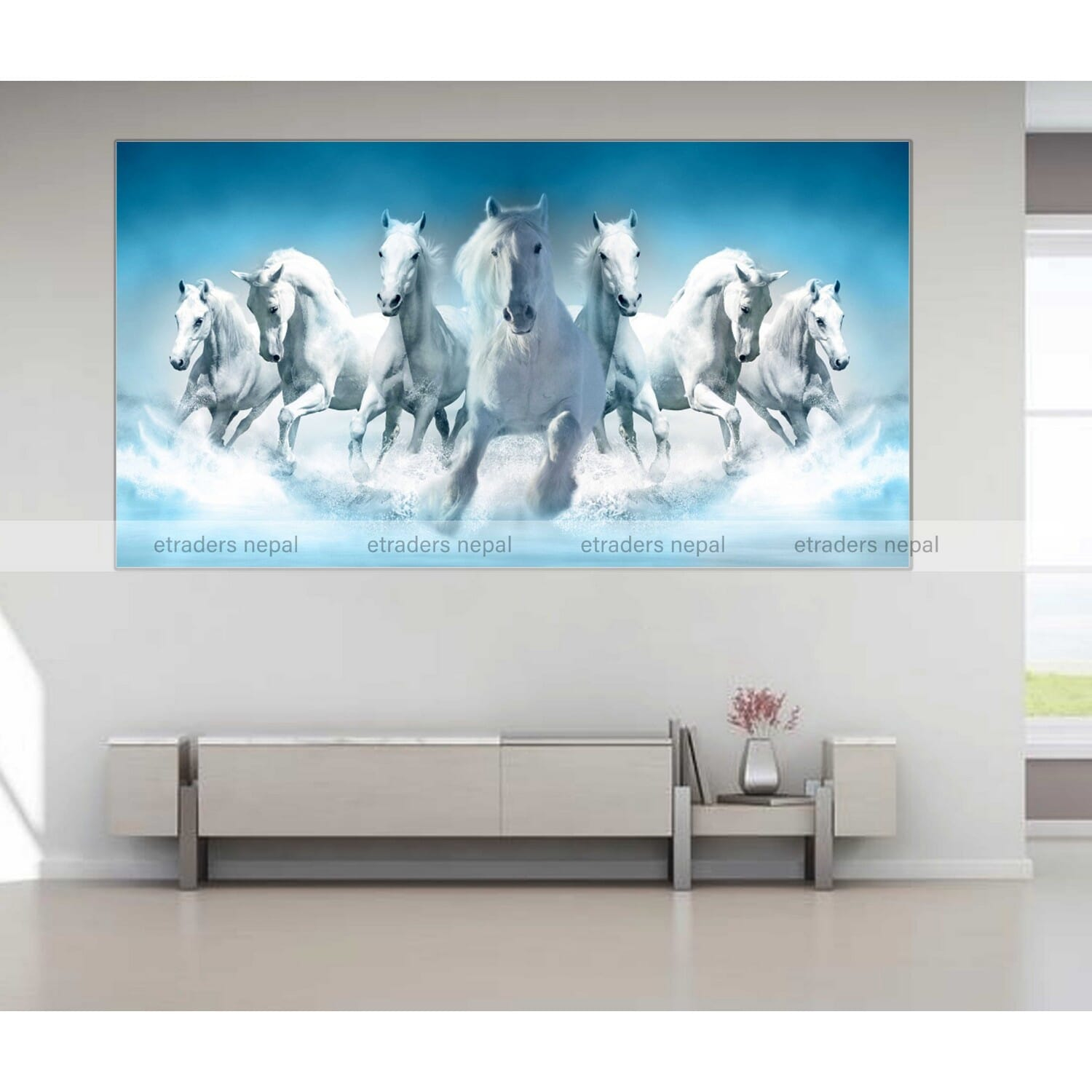 Single Panel 7 Running Horse Canvas | Wall | Home Decor | Canvas | Wall Art With Frame Inside