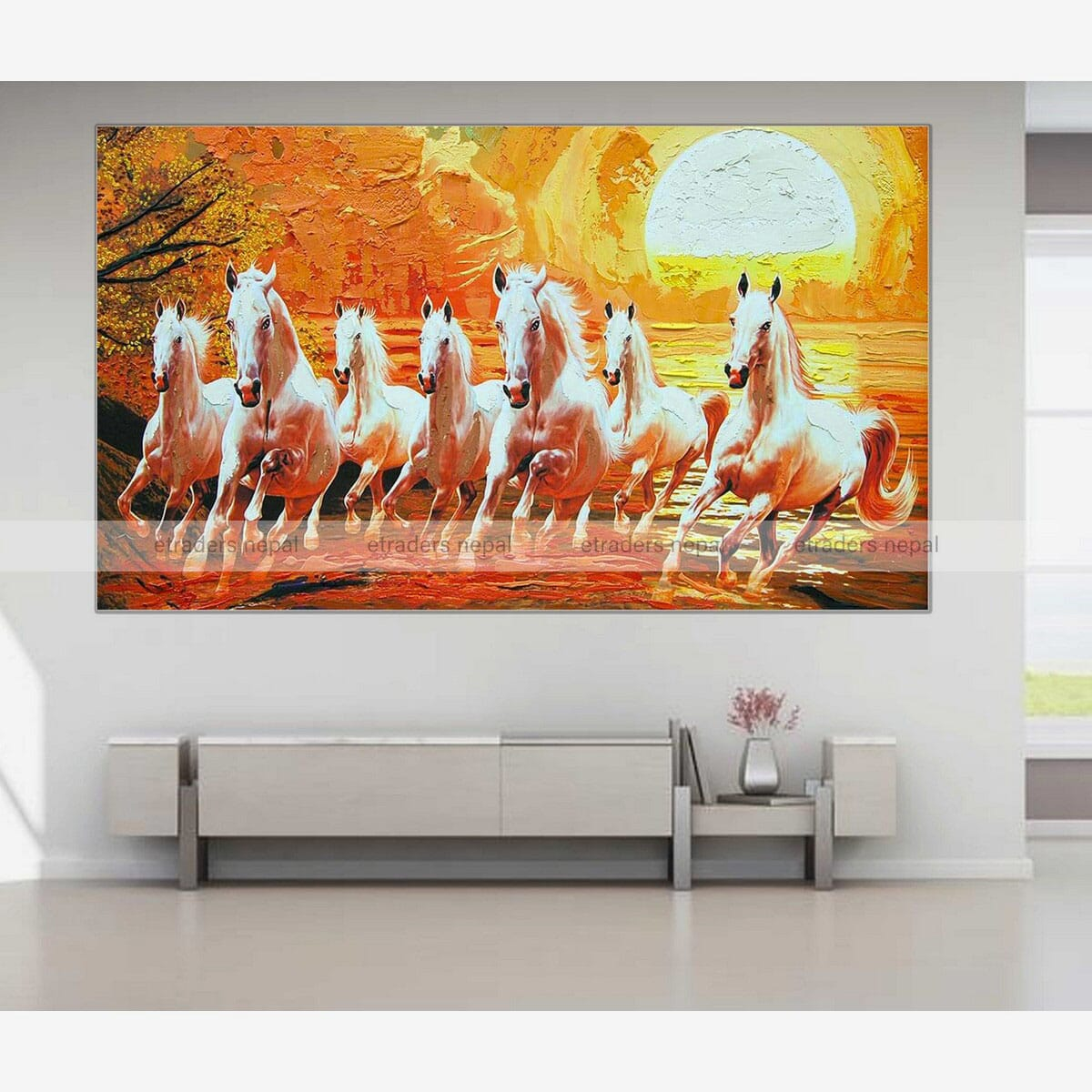 Single Panel 7 Running Horse Canvas | Wall | Home Decor | Canvas | Wall Art With Frame Inside