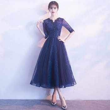 Chic Elegant Women's V-neck Lace Long Chiffon Formal Party Gown 41000234