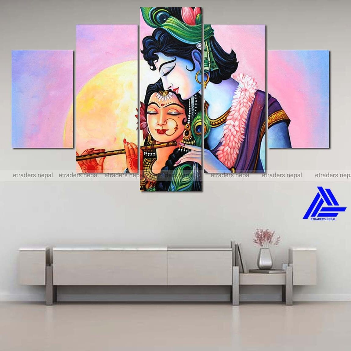Small Size 5 Pieces Radha Krishna Canvas