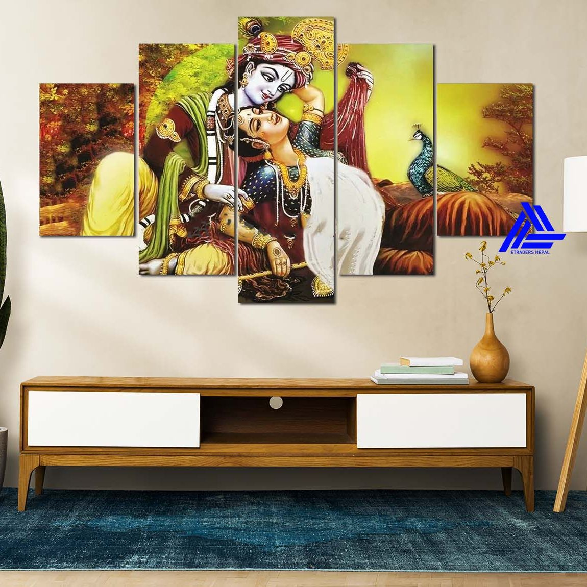 Small Size 5 Pieces Radha Krishna Canvas