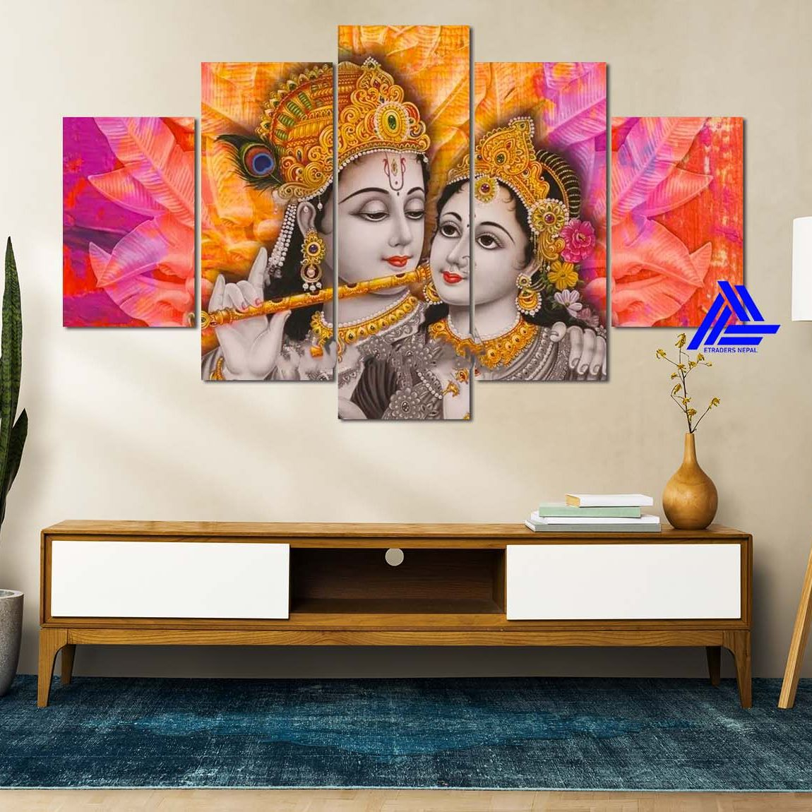 Small Size 5 Pieces Radha Krishna Canvas
