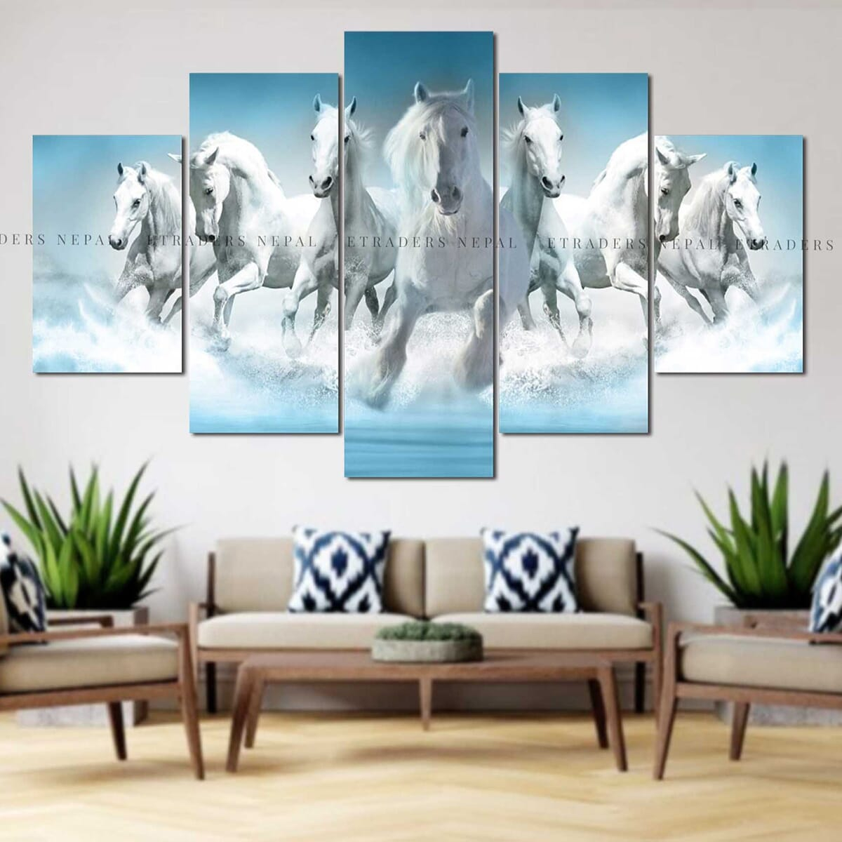  Small Size 5 Pieces 7 Running Horse Canvas