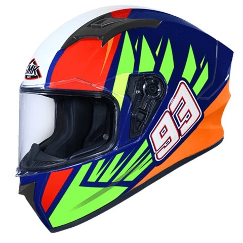 SMK Stellar Wings Gloss Fluro Blue Red (GL543) Helmet
