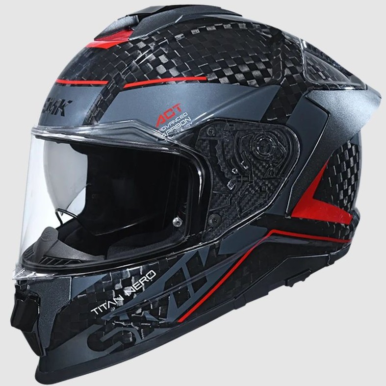 SMK Titan Carbon Nero Red and Grey Full-face Motorcycle Helmet
