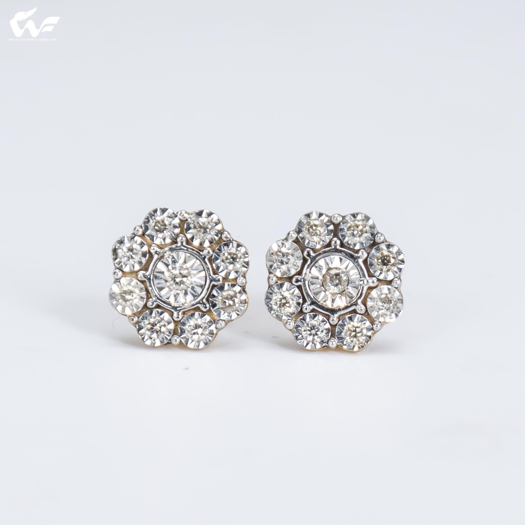 White Feathers Blossom Diamond Stud for Women