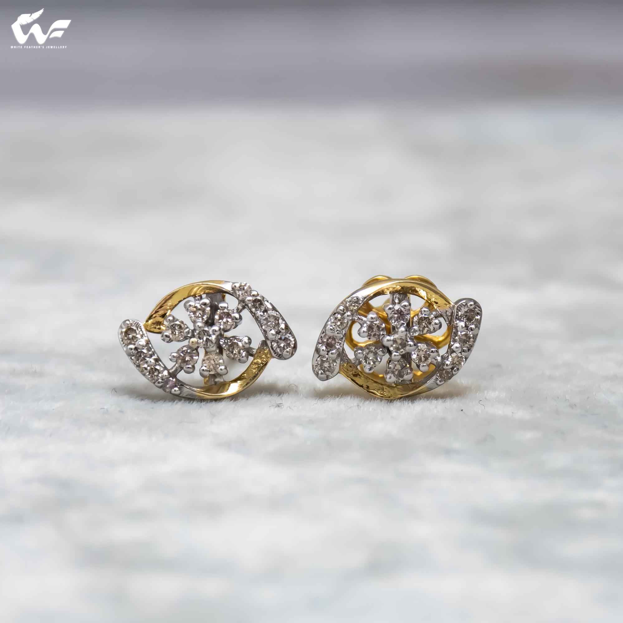 White Feathers Aurora Diamond Ear Stud for Women