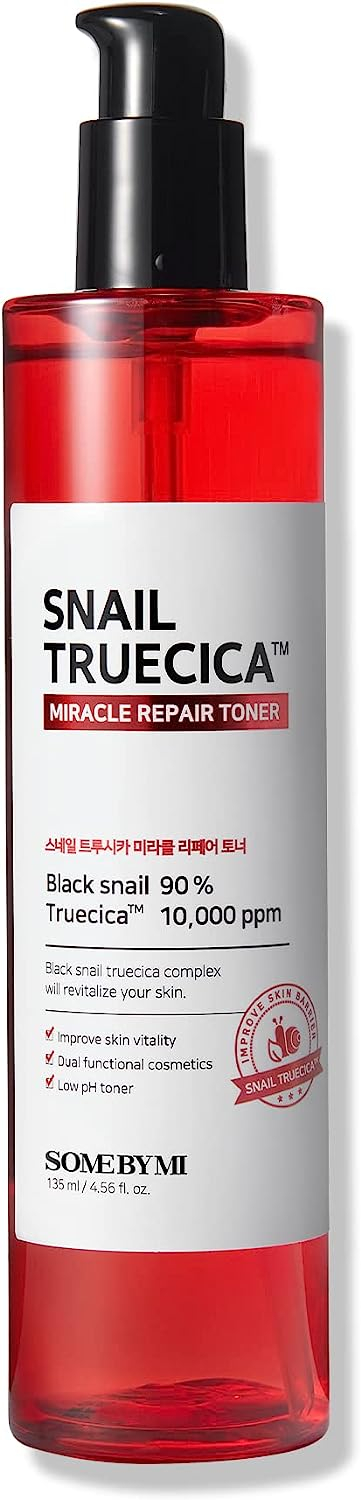 SOME BY MI Snail Truecica Miracle Repair Toner - 4.6Oz, 135ml - Made from Black Snail Mucin for Sensitive Skin - Damaged Skin and Skin Pigmentation Care - Facial Skin Care