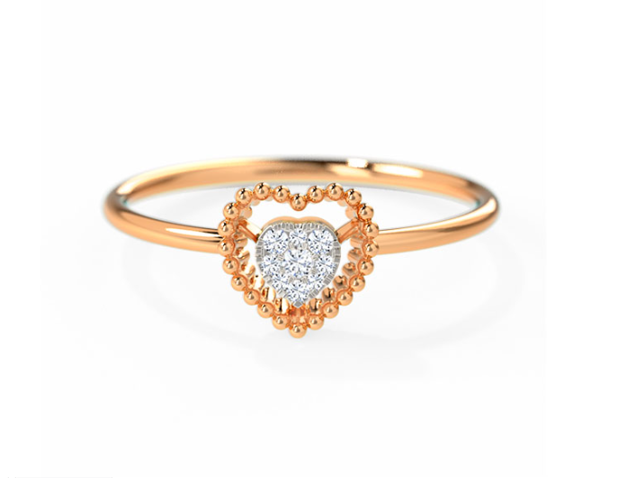White Feathers Adorable Heart Diamond Ring for women