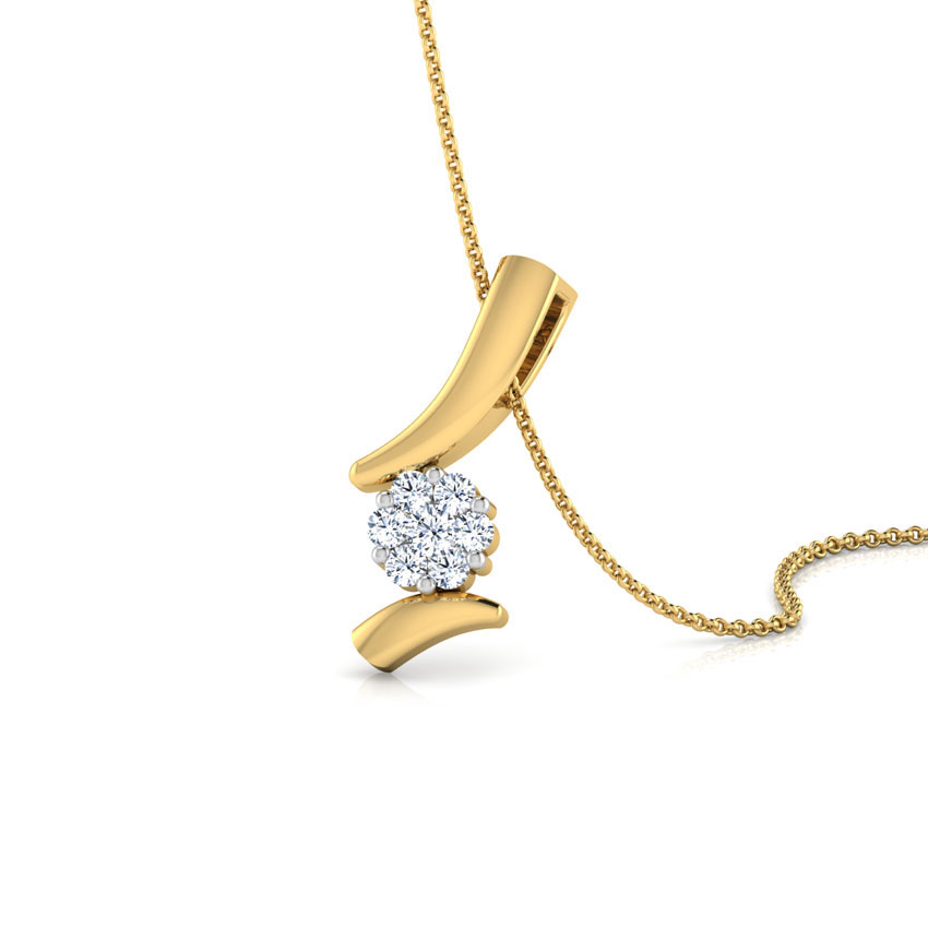 White Feathers Artistic Floral Diamond Pendant for women