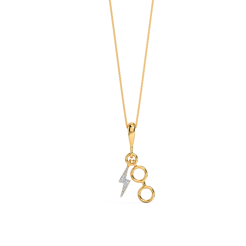White Feathers Harry Potter Scar & Specs Diamond Pendant for women