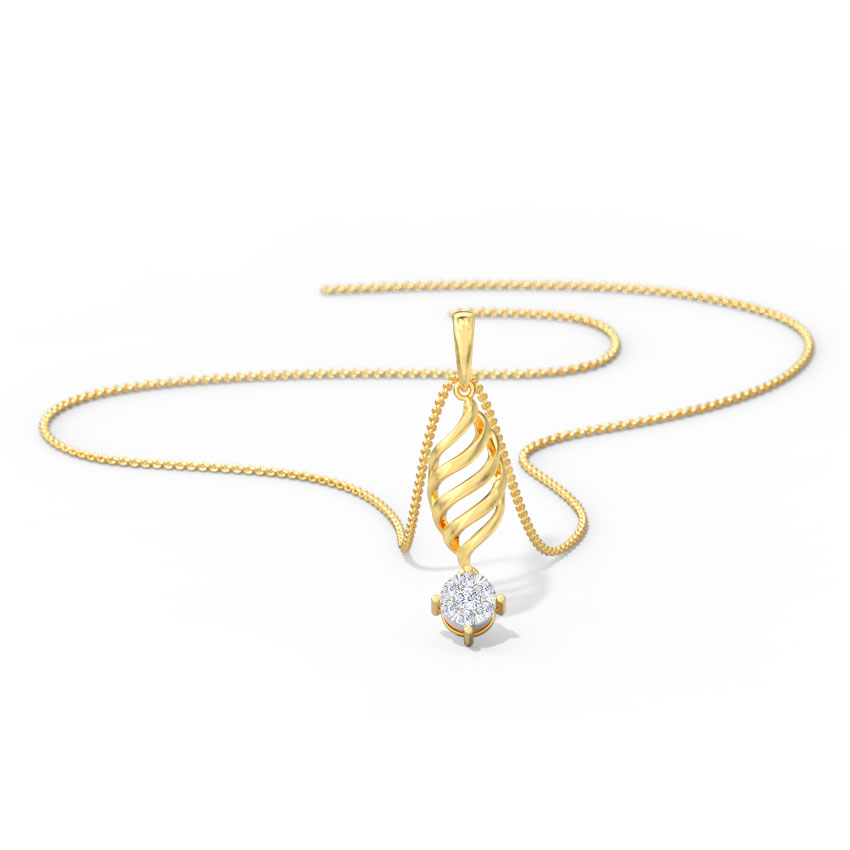 White Feathers Ivy Wave Diamond Pendant for women