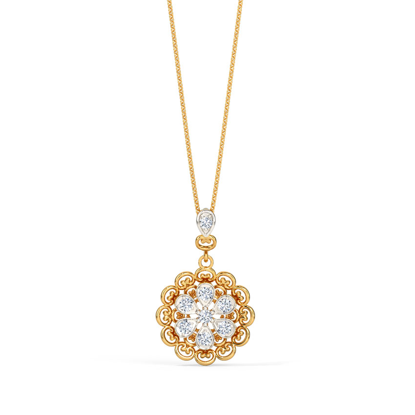 White Feathers Melrose Ornate Diamond Pendant for women