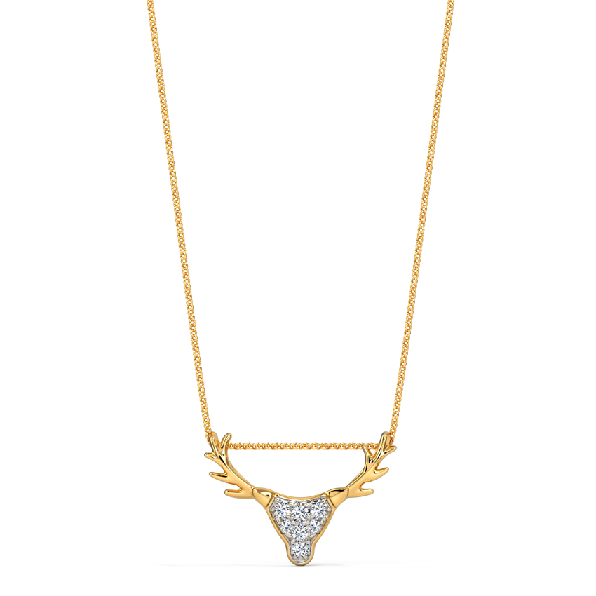White Feathers Stag Patronus Diamond Pendant for women