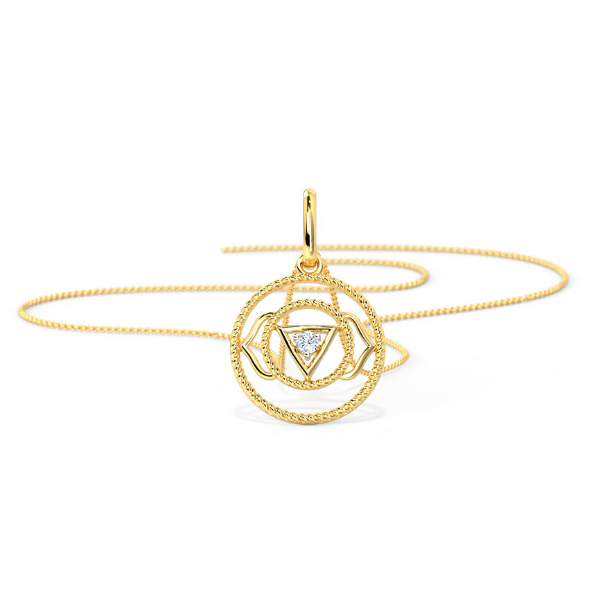 White Feathers Ajna Third Eye Diamond Pendant for women