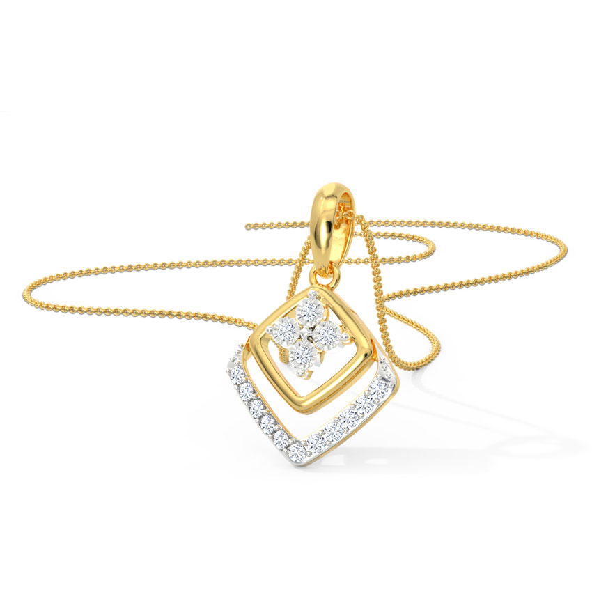 White Feathers Quad Miracle Plate Diamond Pendant for women