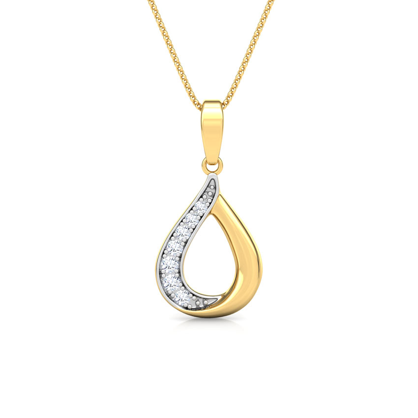 White Feathers Pear Diamond Pendant for women