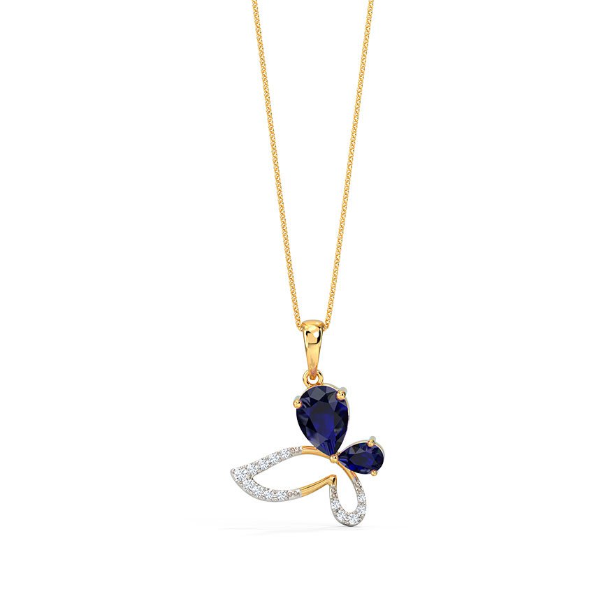 White Feathers Butterfly Gemstone Pendant for women