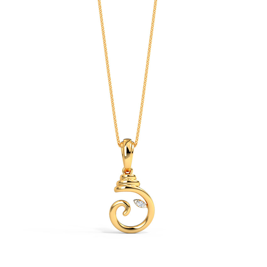 White Feathers Bal Ganesh Diamond Unisex Pendant