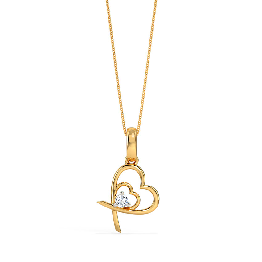 White Feathers Duo Diamond Heart Pendant for women