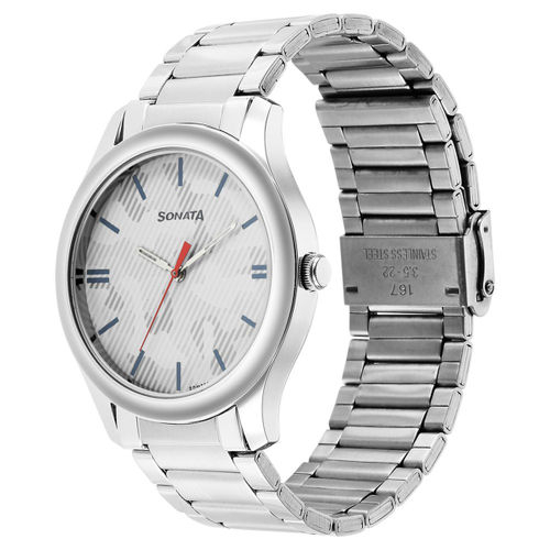 Sonata 77106sm07 White Dial Analog Watch For Men