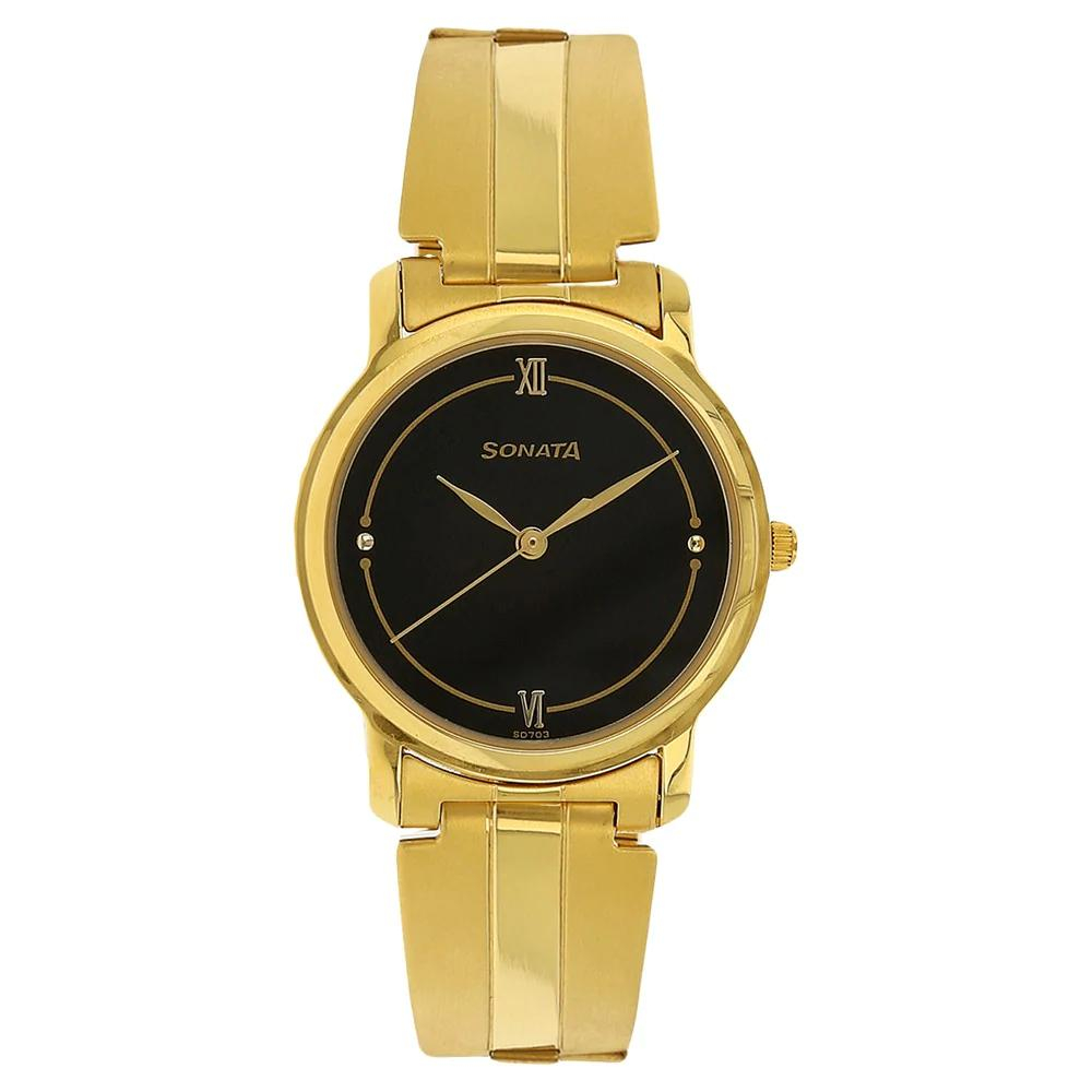 Sonata Black Dial Analog Watch for Men 1013YM25 