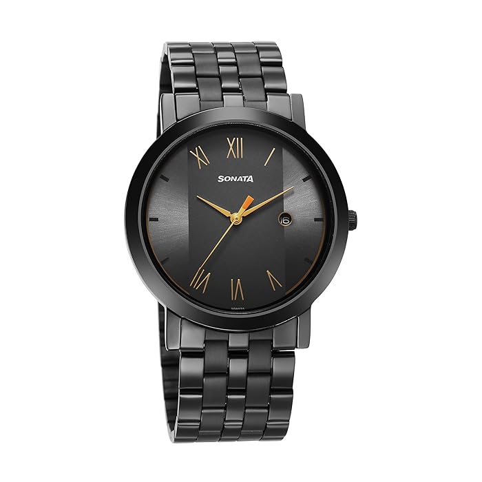 Sonata 77108NM01 - Quartz Analog with Date Utsav Grey Dial Watch for Men