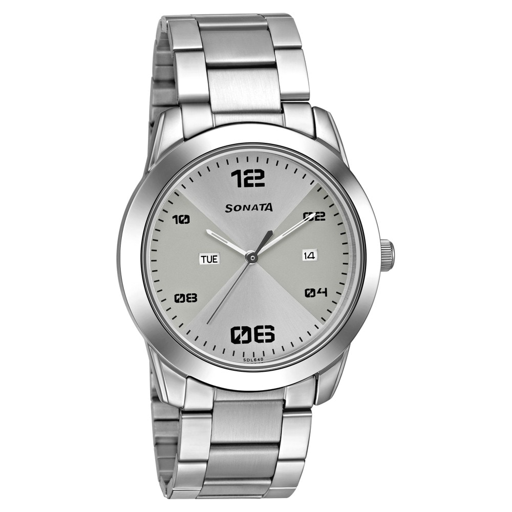 Sonata RPM Silver Dial Analog with Day and Date Watches for Men 7924SM11