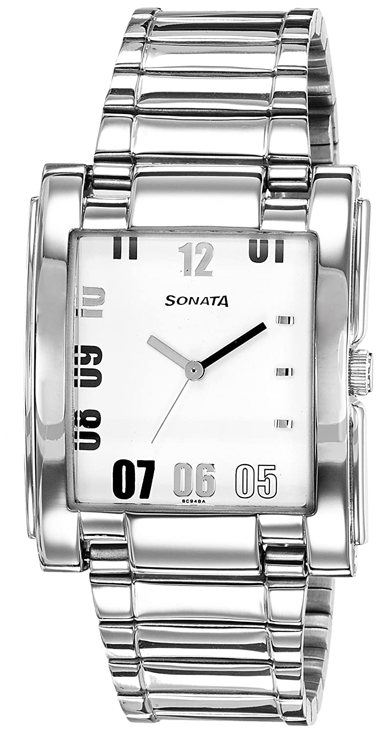 Sonata White Dial Analog Watch for Men 7946SM01