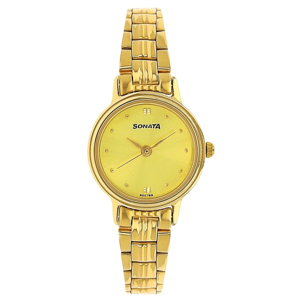 Sonata Champagne Dial Analog Watch for Women 8096YM02