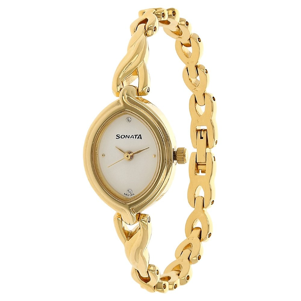 Sonata 8109YM01 - White Dial Analog Watch for Women