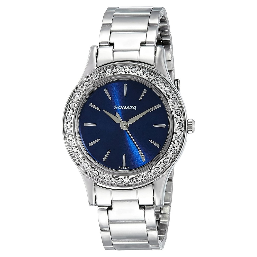 Sonata Stardust Blue Dial Stainless Steel Strap 8123SM03