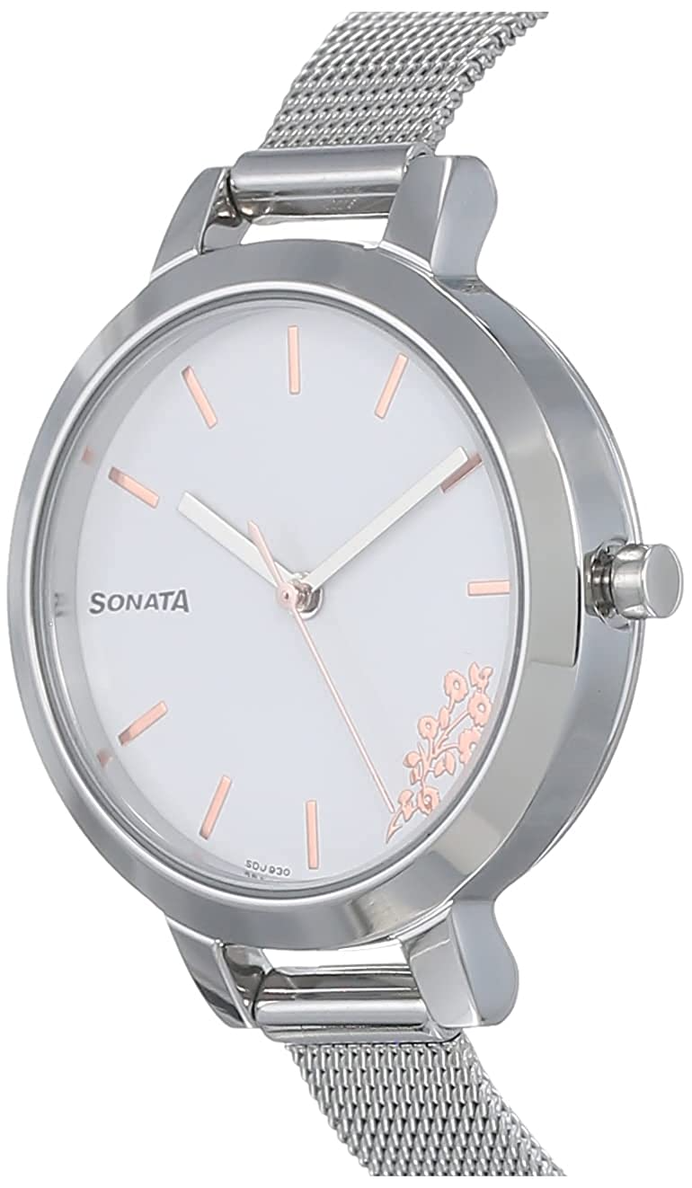 Sonata 8141SM08- Silver Lining from Sonata - White Dial Analog Watch