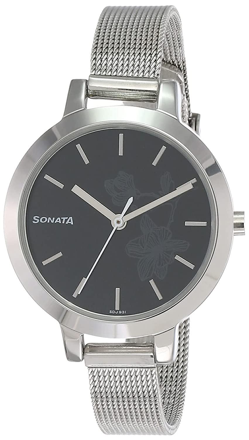 Sonata - Silver Linings Analog Black Dial Women's Watch - 8123WM03