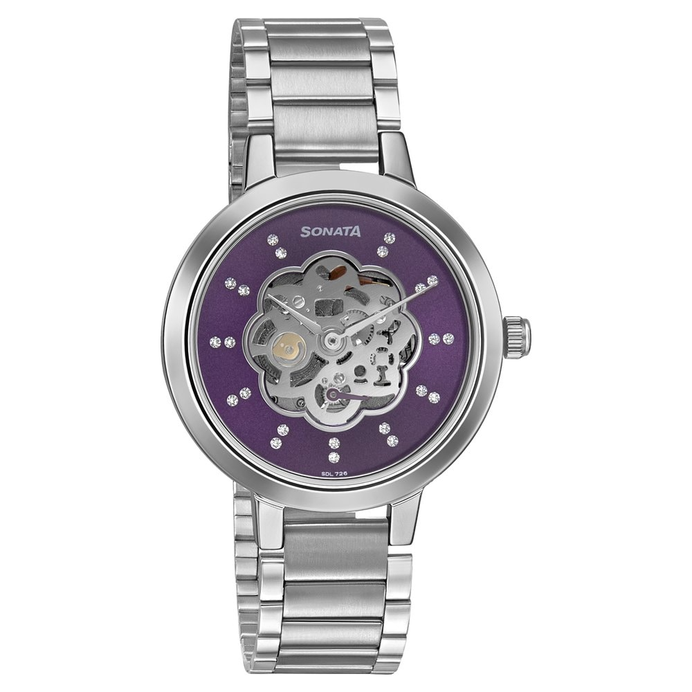 Sonata 8141SM13- Unveil with Purple Dial Multifunction Watch for Women