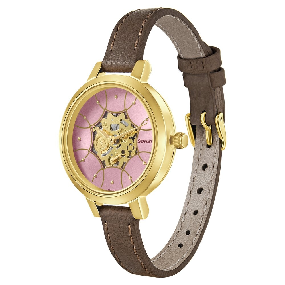 Sonata 8141YL02 - Unveil with Pink Dial Multifunction Watch for Women