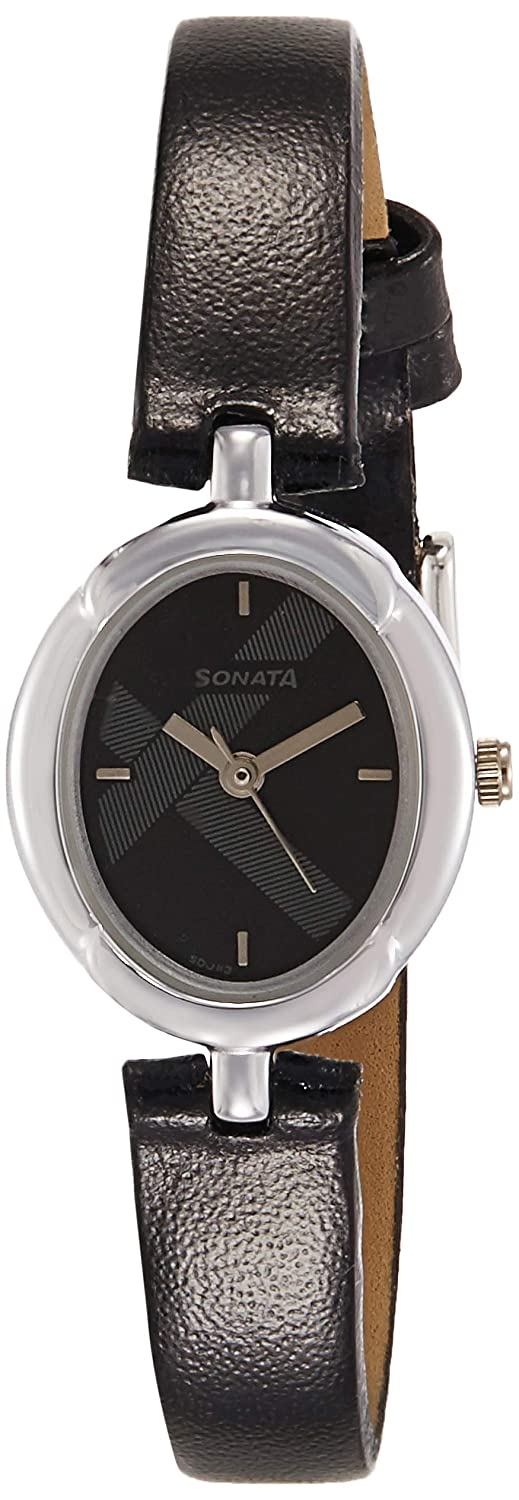 Sonata 8158SL01 - Black Dial Analog Watch for Women